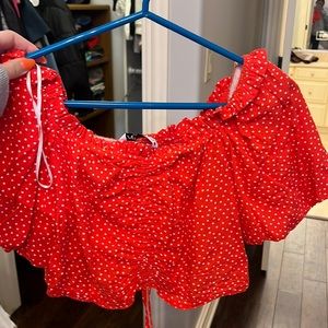 Zara Red Polka Dot Crop